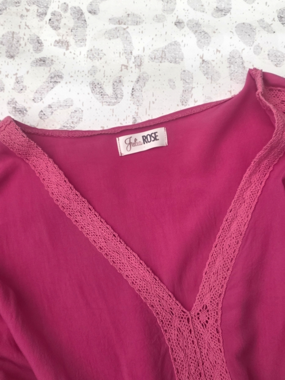 Magenta Boho Lace-Trim Poncho - Picture 4 of 4